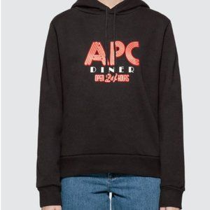 A.P.C. BENITO DINNER LOGO GRAPHIC HOODIE IN BLK